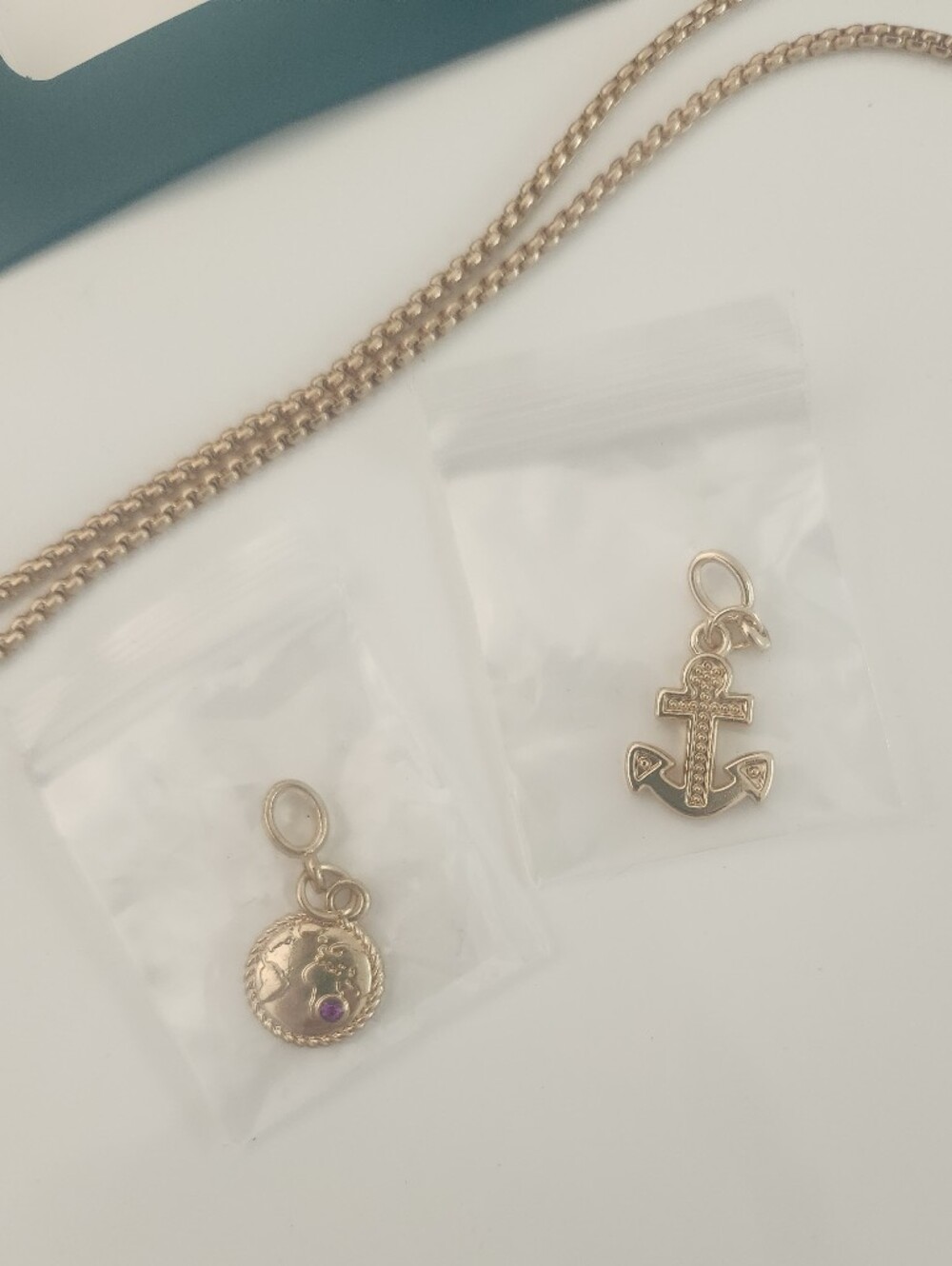 Effy Rose Gold Anchor and Globe Charm Necklace Set - Picture 3 of 5